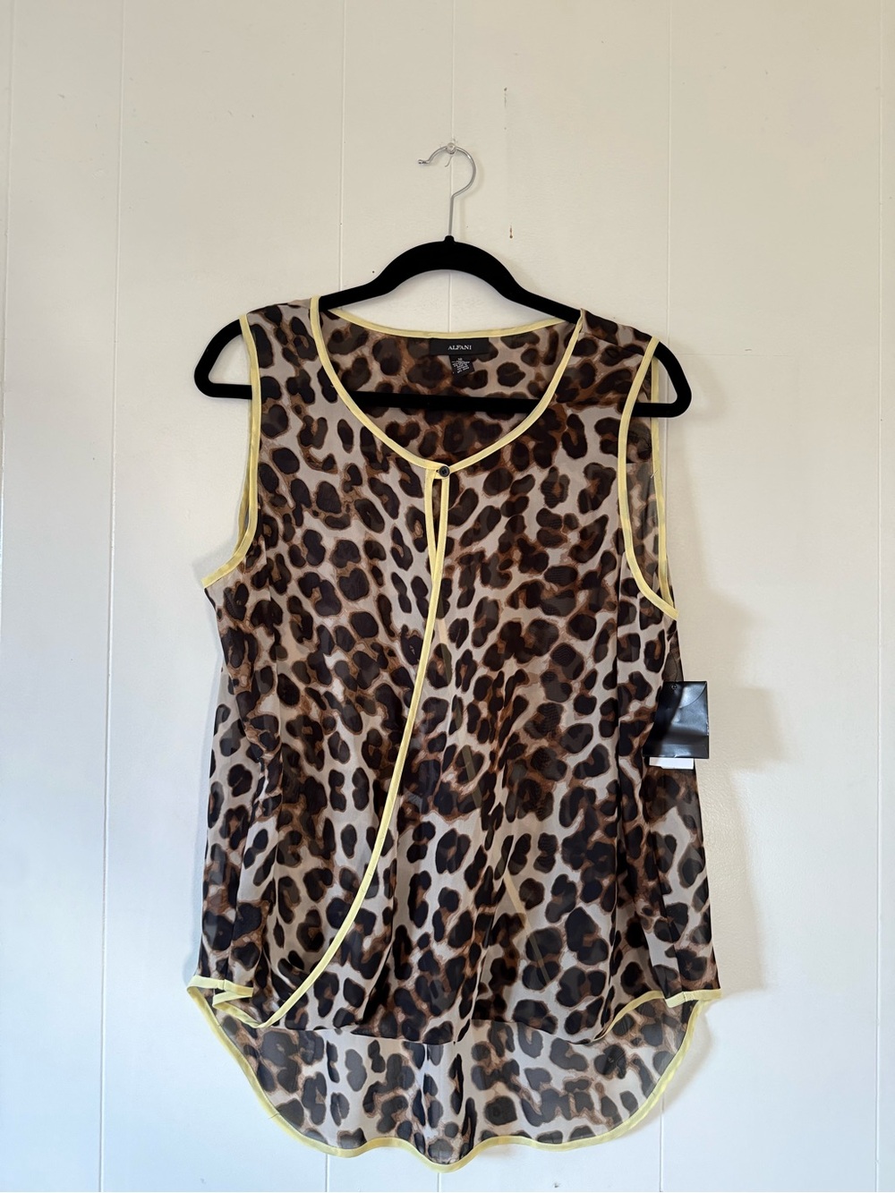 Alfani Leopard-Print Sheer Camisole with Yellow Trim